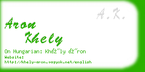 aron khely business card